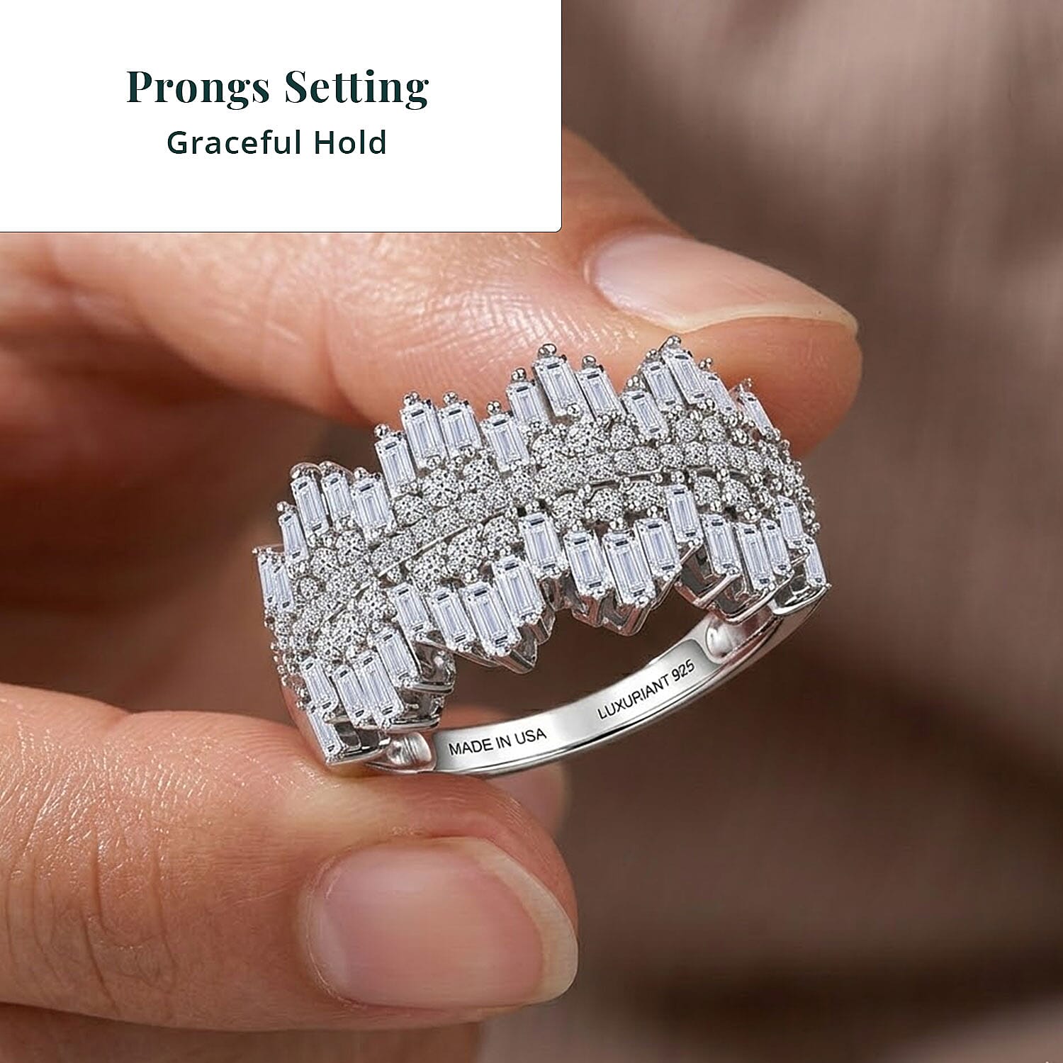 Luxuriant Lab Grown Diamond G-H SI 1.50 ctw Matrix Regal Band Ring in Rhodium Over Sterling Silver (Size 10.0)