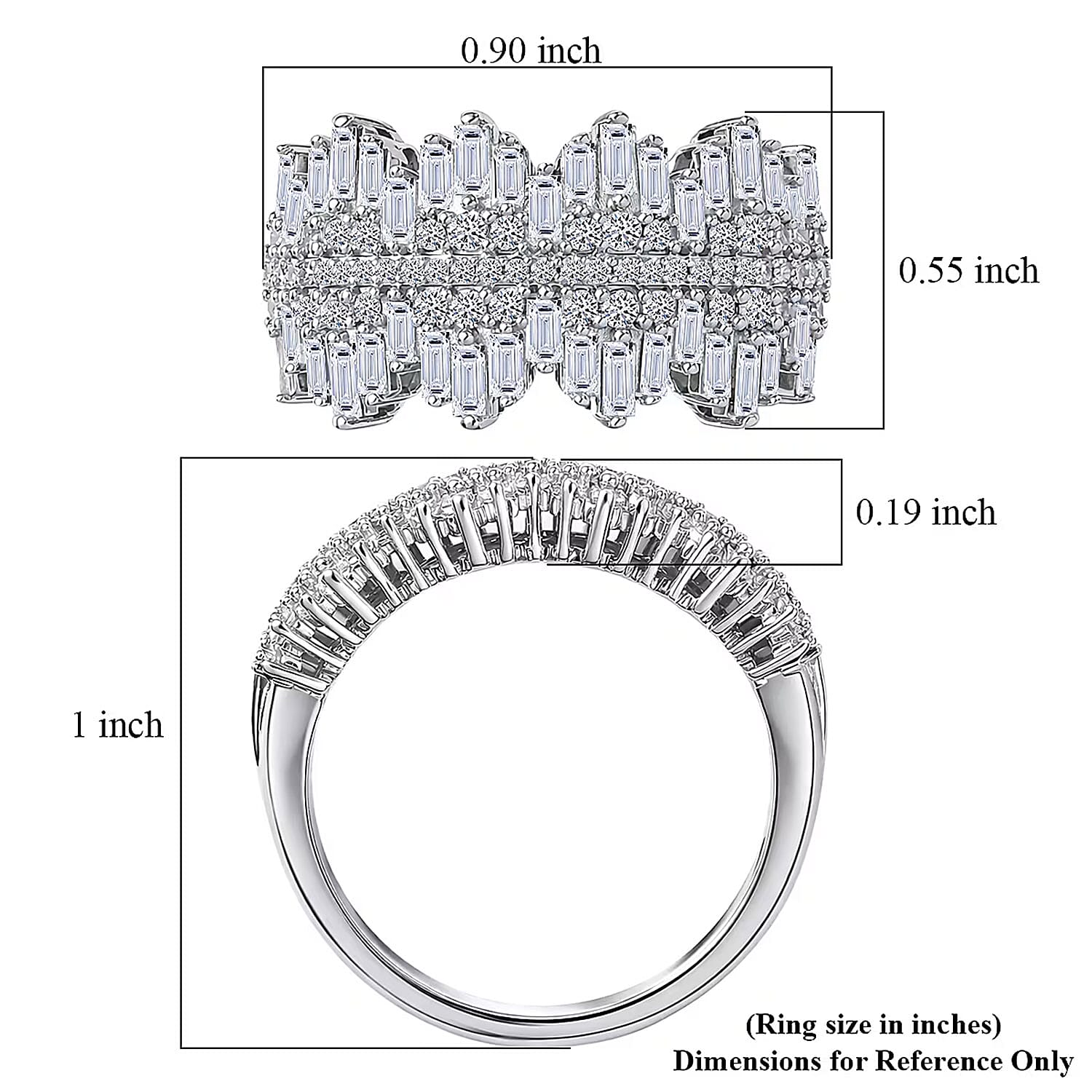 Luxuriant Lab Grown Diamond G-H SI 1.50 ctw Matrix Regal Band Ring in Rhodium Over Sterling Silver (Size 10.0)