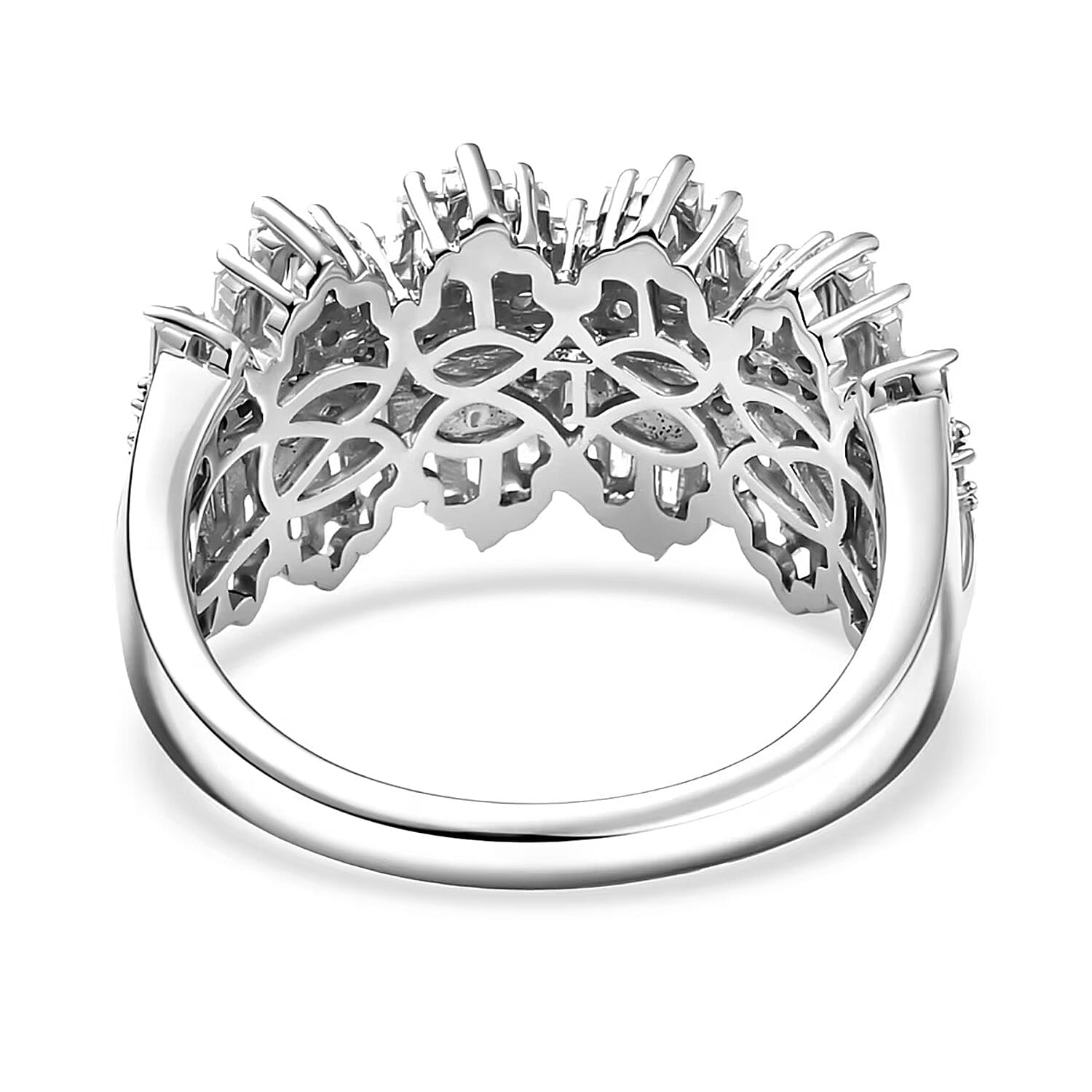 Luxuriant Lab Grown Diamond G-H SI 1.50 ctw Matrix Regal Band Ring in Rhodium Over Sterling Silver (Size 10.0)