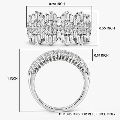 Luxuriant Lab Grown Diamond G-H SI 1.50 ctw Matrix Regal Band Ring in Rhodium Over Sterling Silver (Size 10.0)
