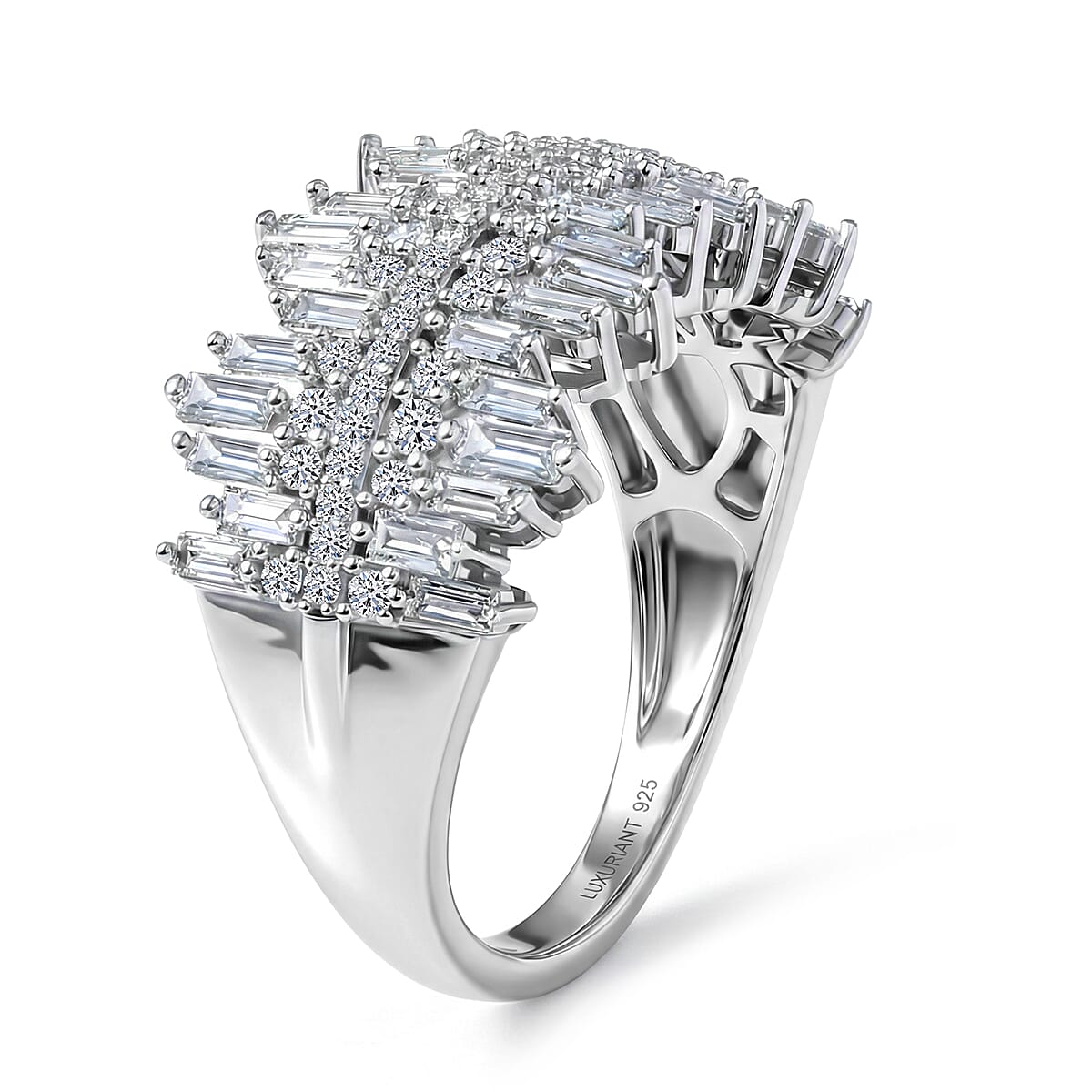 Luxuriant Lab Grown Diamond G-H SI 1.50 ctw Ring in Rhodium Over Sterling Silver (Size 7.0) image number 3