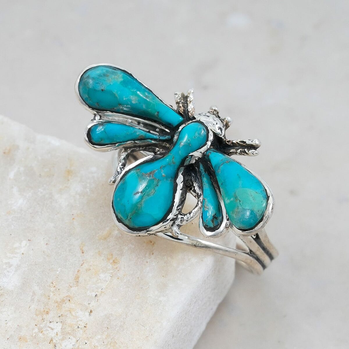 Santa Fe Style Kingman Turquoise 1.25 ctw Ring in Sterling Silver (Size 10.0) image number 1