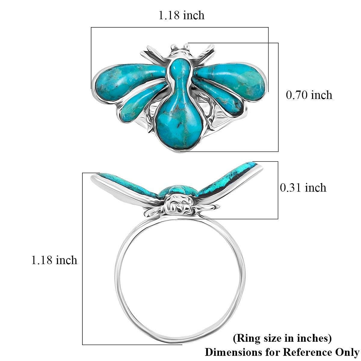 Santa Fe Style Kingman Turquoise 1.25 ctw Ring in Sterling Silver (Size 10.0) image number 4