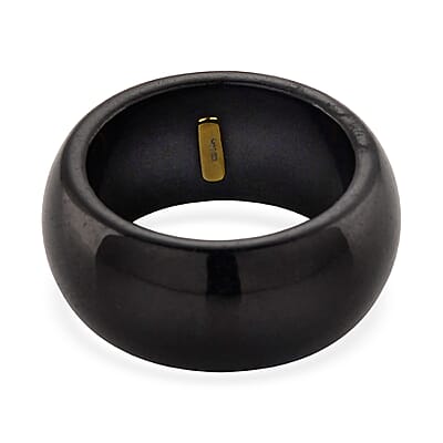 Moissanite and Black Jade 39.65 ctw Band Ring in 18K Vermeil Yellow Gold Over Sterling Silver (Size 6.0)