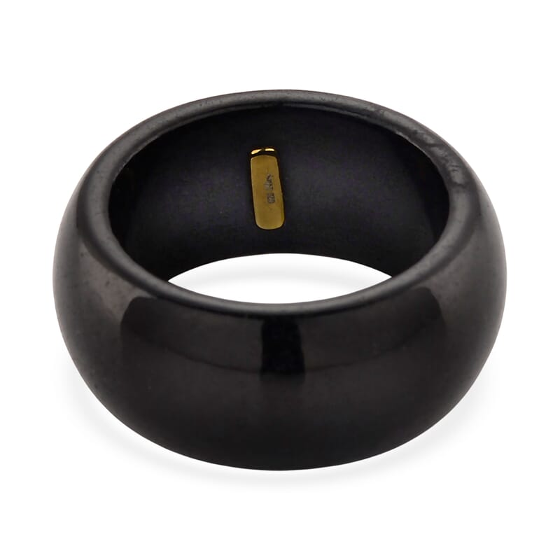 Moissanite and Black Jade 39.65 ctw Band Ring in 18K Vermeil Yellow Gold Over Sterling Silver (Size 6.0)