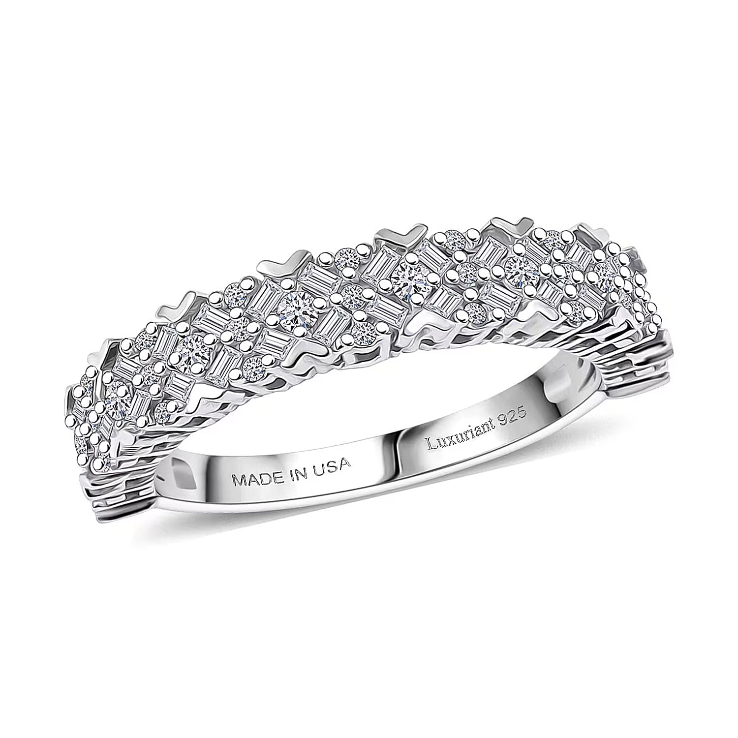 Luxuriant Lab Grown Diamond G-H SI 0.50 ctw Matrix Mosaic Ring in Rhodium Over Sterling Silver (Size 10.0)