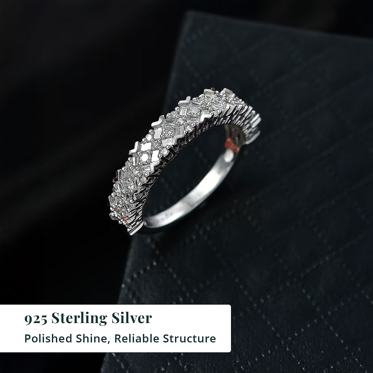 Luxuriant Lab Grown Diamond G-H SI 0.50 ctw Matrix Mosaic Ring in Rhodium Over Sterling Silver (Size 10.0)