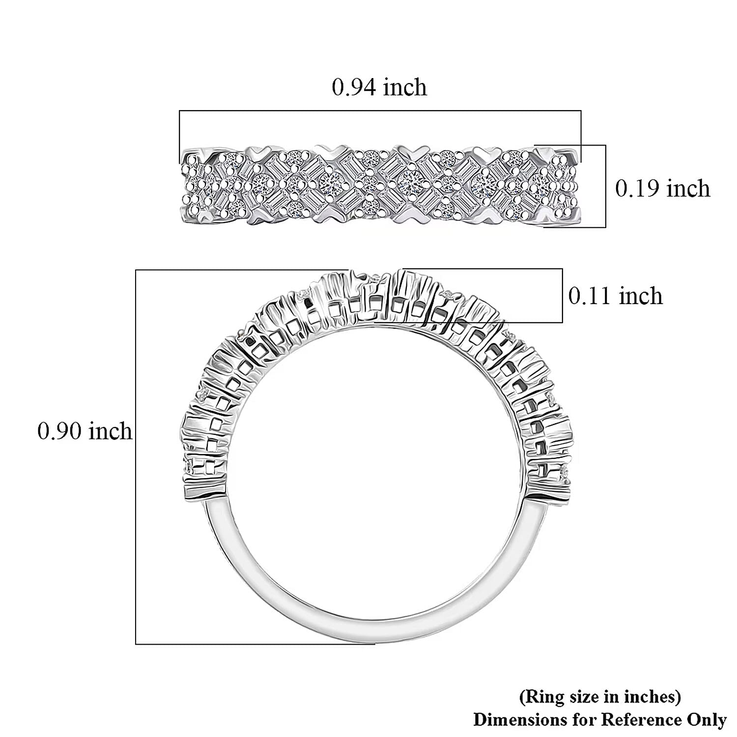 Luxuriant Lab Grown Diamond G-H SI 0.50 ctw Matrix Mosaic Ring in Rhodium Over Sterling Silver (Size 10.0)