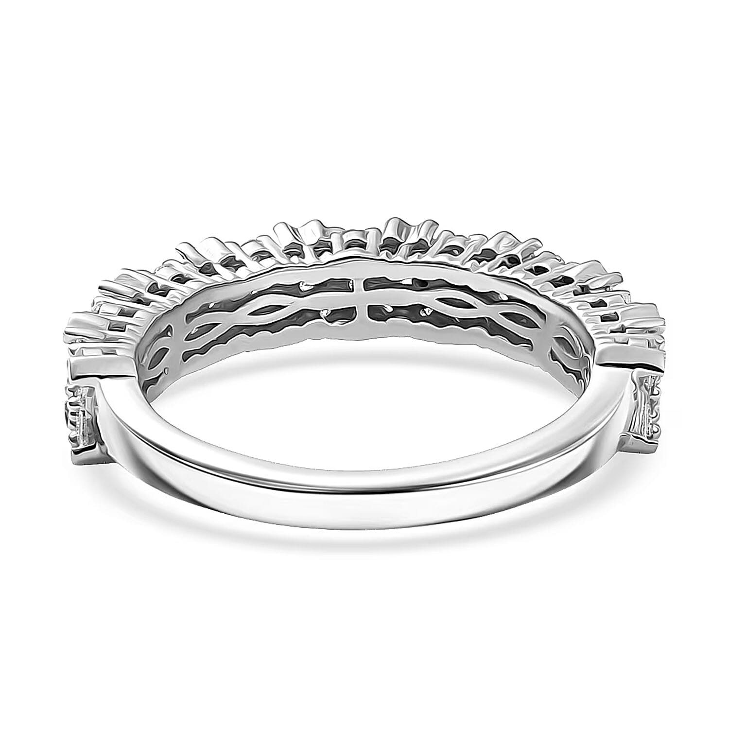 Luxuriant Lab Grown Diamond G-H SI 0.50 ctw Matrix Mosaic Ring in Rhodium Over Sterling Silver (Size 10.0)