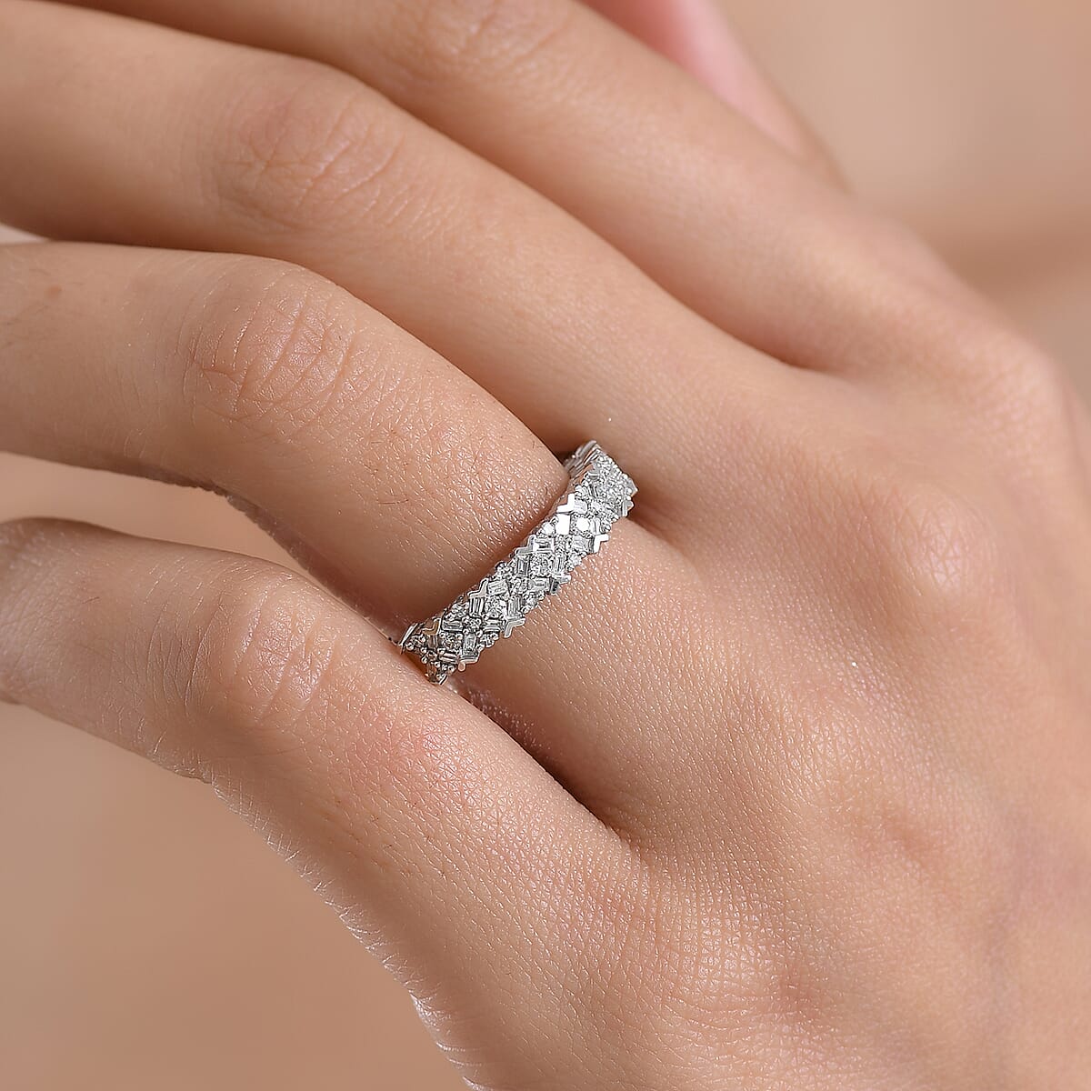 Luxuriant Lab Grown Diamond G-H SI 0.50 ctw Ring in Rhodium Over Sterling Silver (Size 7.0) image number 2