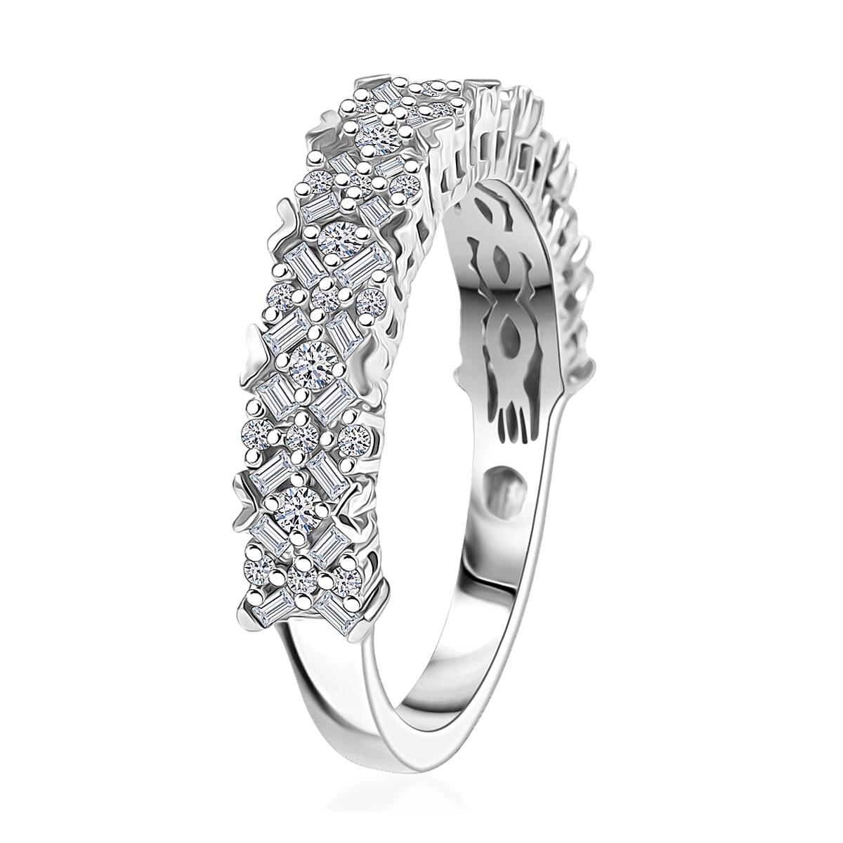 Luxuriant Lab Grown Diamond G-H SI 0.50 ctw Ring in Rhodium Over Sterling Silver (Size 7.0) image number 3