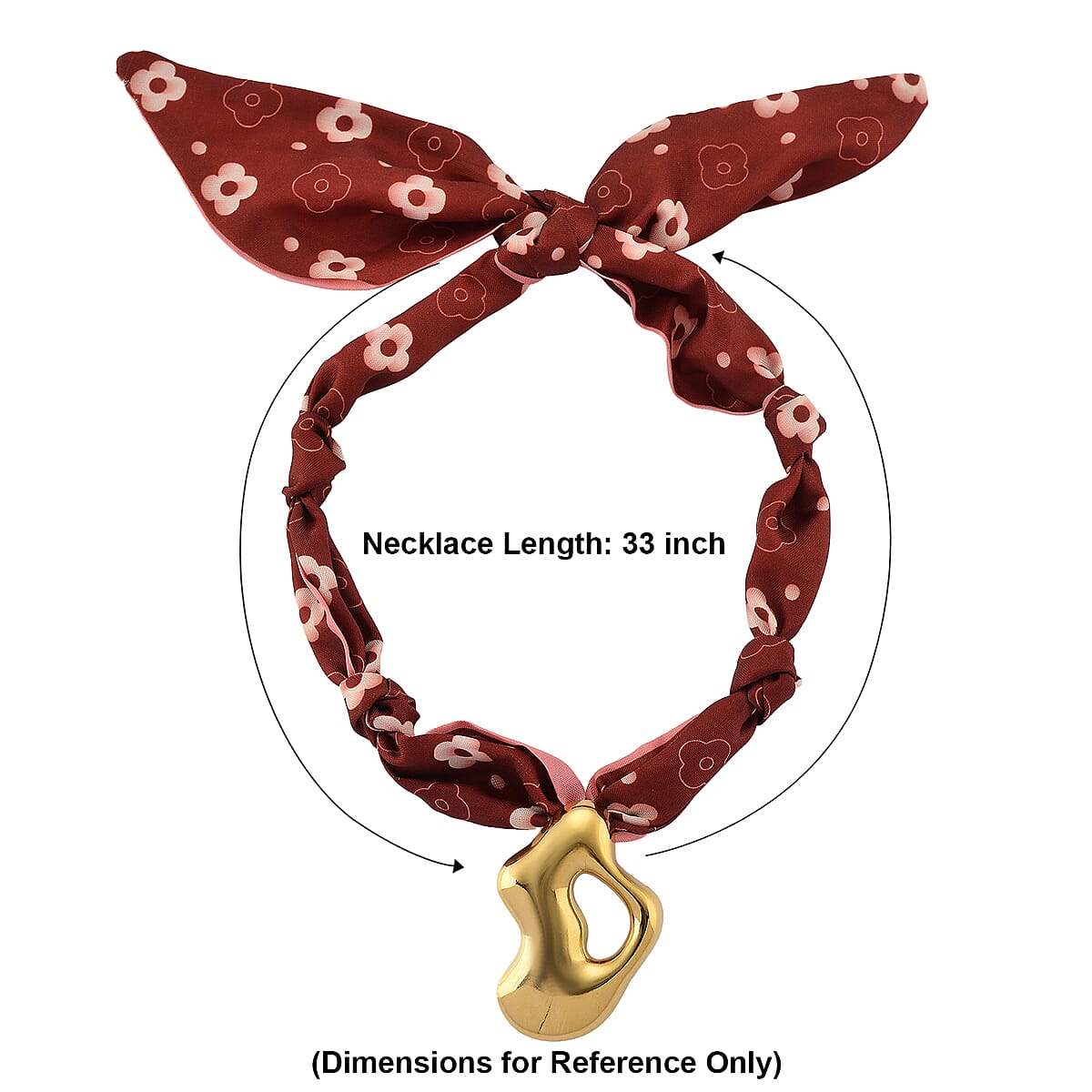 Silk Cord Necklace with Abstract Organic Charm in ION Plated YG Stainless Steel (20 Inches) image number 4
