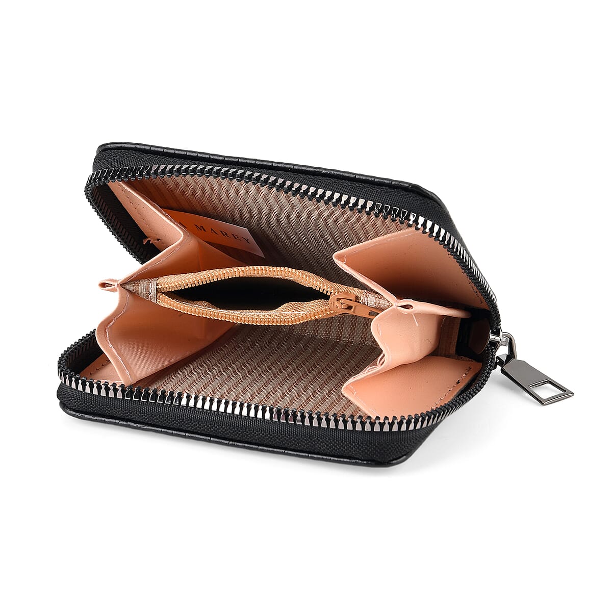 La Marey Black Faux Leather Crocodile Pattern Phone Bag with Woven Strap image number 5