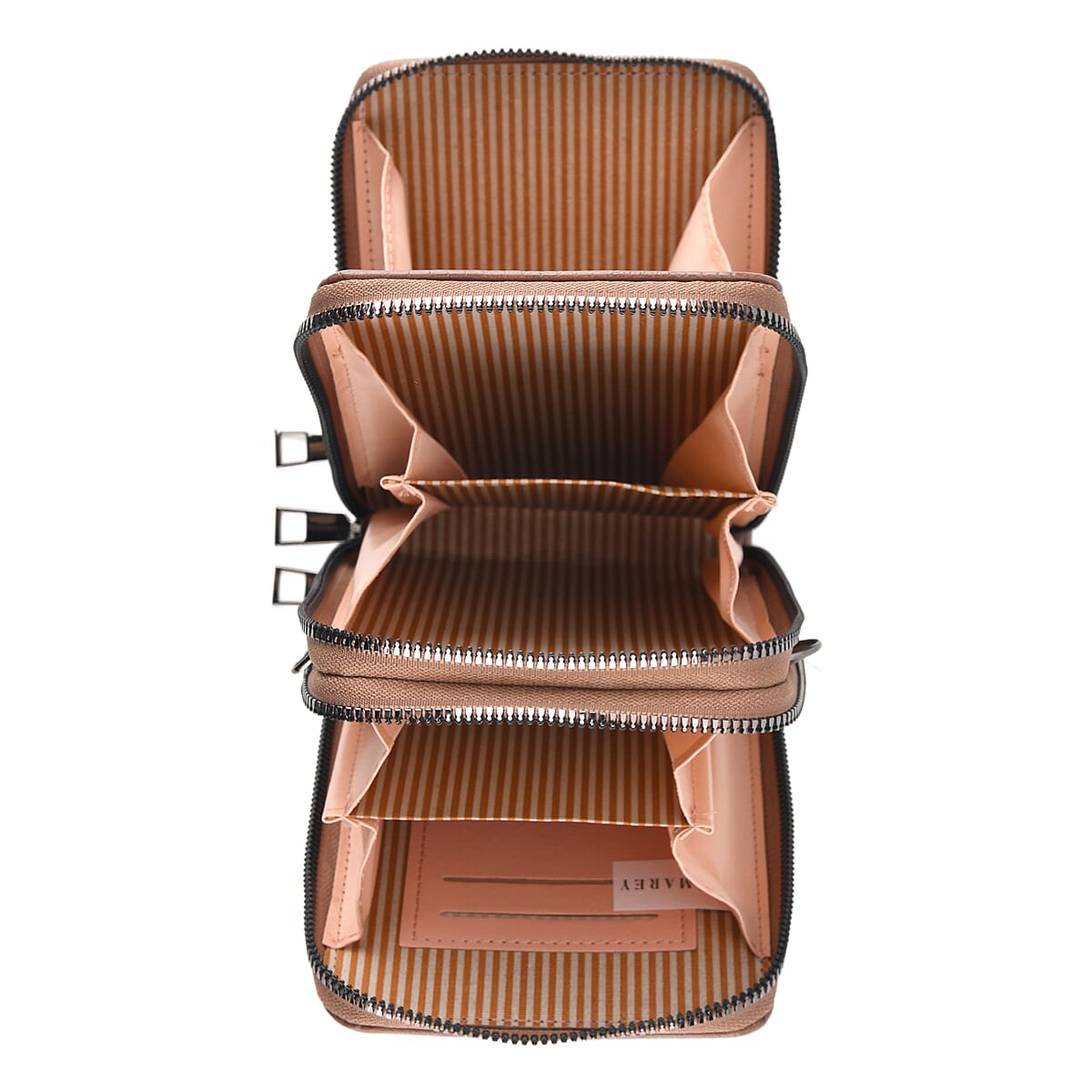 La Marey Dark Brown Faux Leather Crocodile Pattern Phone Bag with Woven Strap image number 2