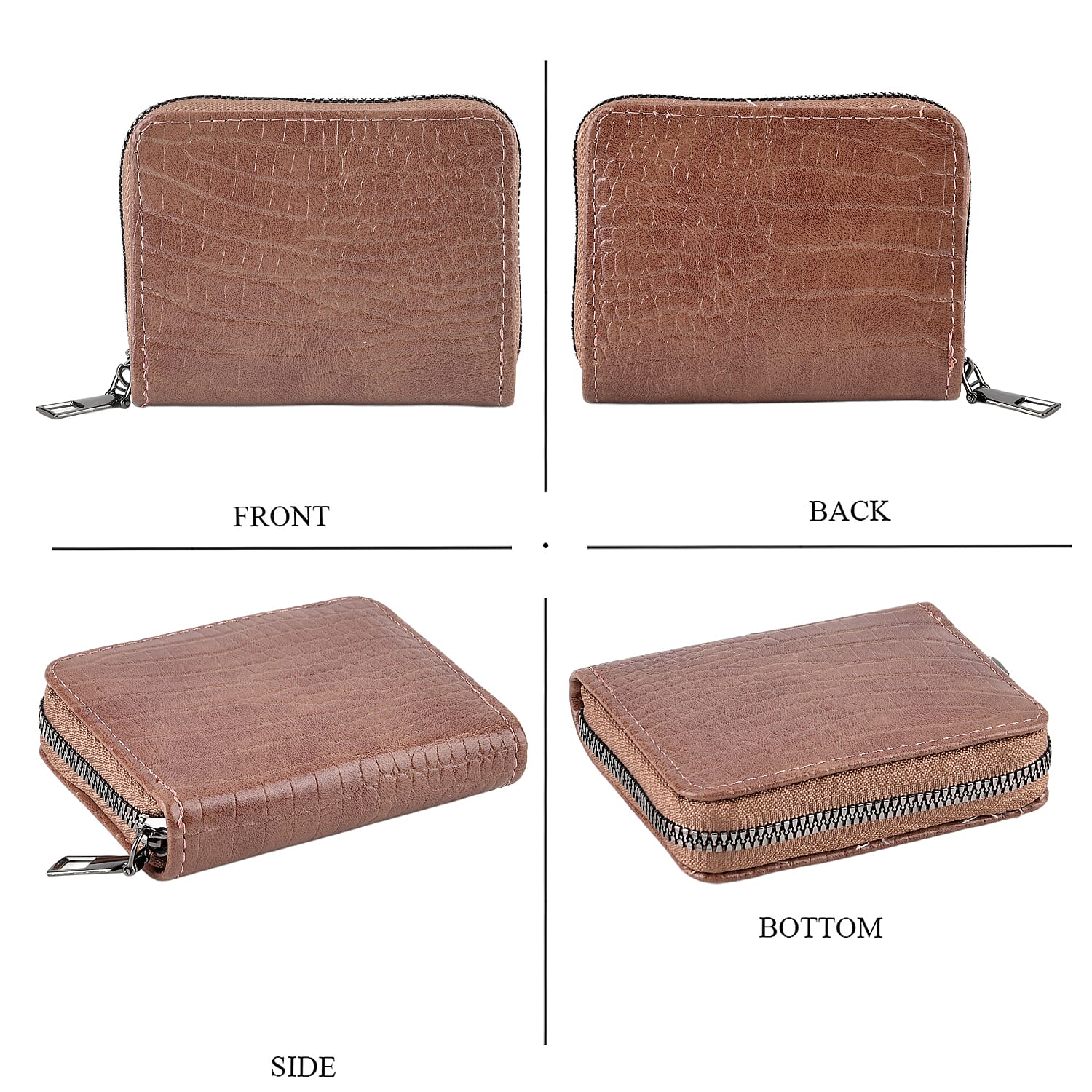 La Marey Dark Brown Crocodile Pattern Faux Leather Crossbody Bag with Card Wallet