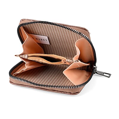 La Marey Dark Brown Crocodile Pattern Faux Leather Crossbody Bag with Card Wallet