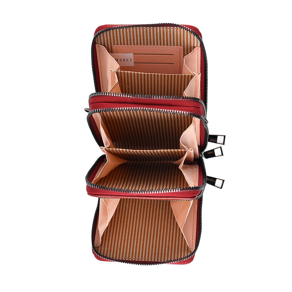 La Marey Red Faux Leather Crocodile Pattern Phone Bag with Woven Strap image number 2