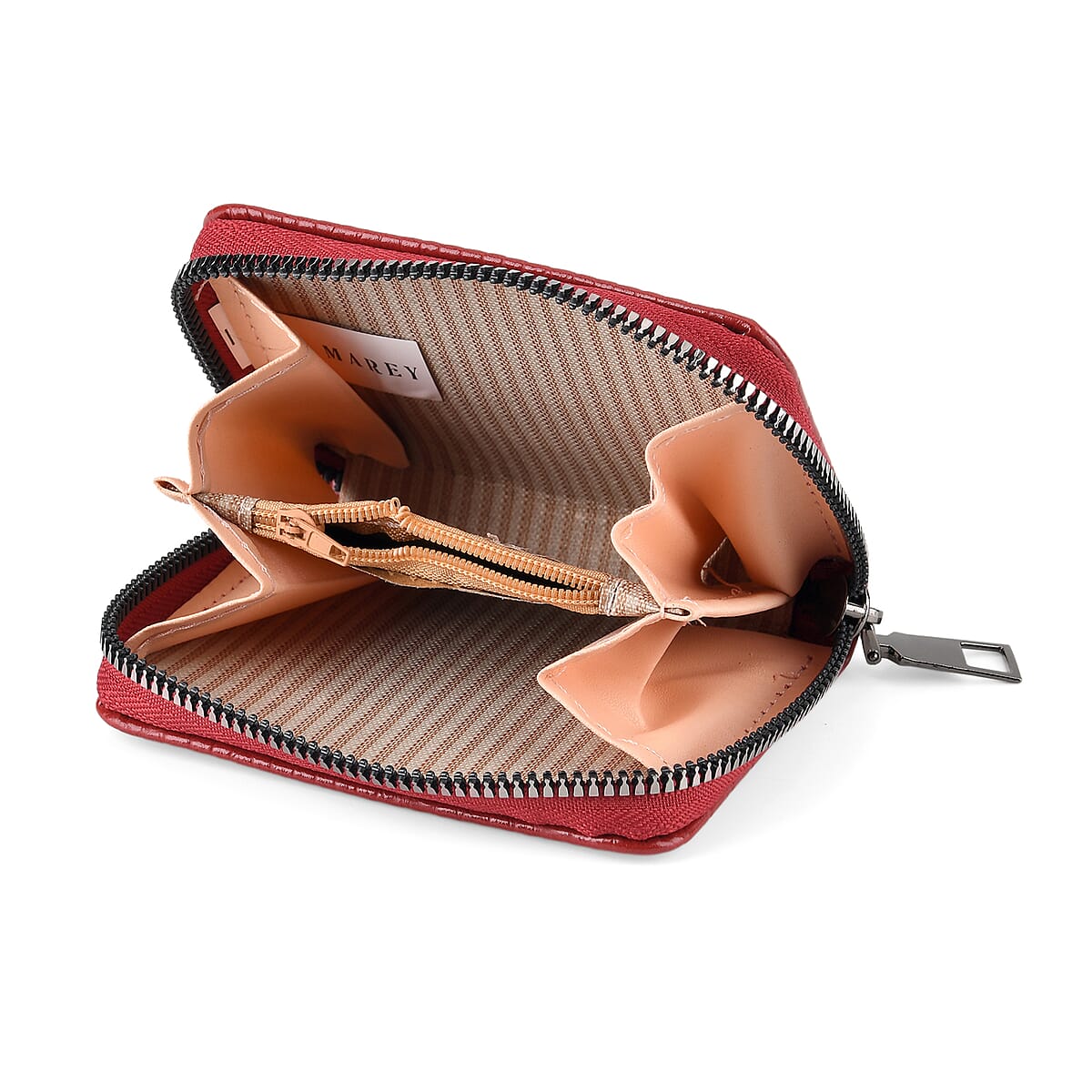 La Marey Red Faux Leather Crocodile Pattern Phone Bag with Woven Strap image number 5