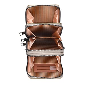 La Marey Dark Green Faux Leather Crocodile Pattern Phone Bag with Woven Strap