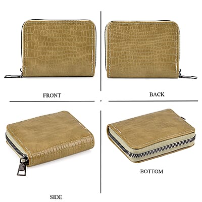 La Marey Dark Green Crocodile Pattern Faux Leather Crossbody Bag with Card Wallet