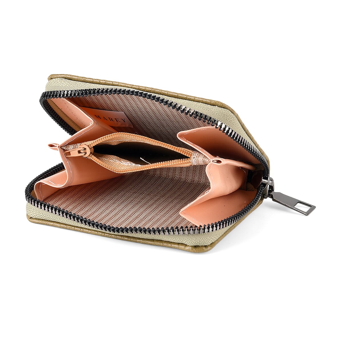 La Marey Dark Green Faux Leather Crocodile Pattern Phone Bag with Woven Strap image number 5