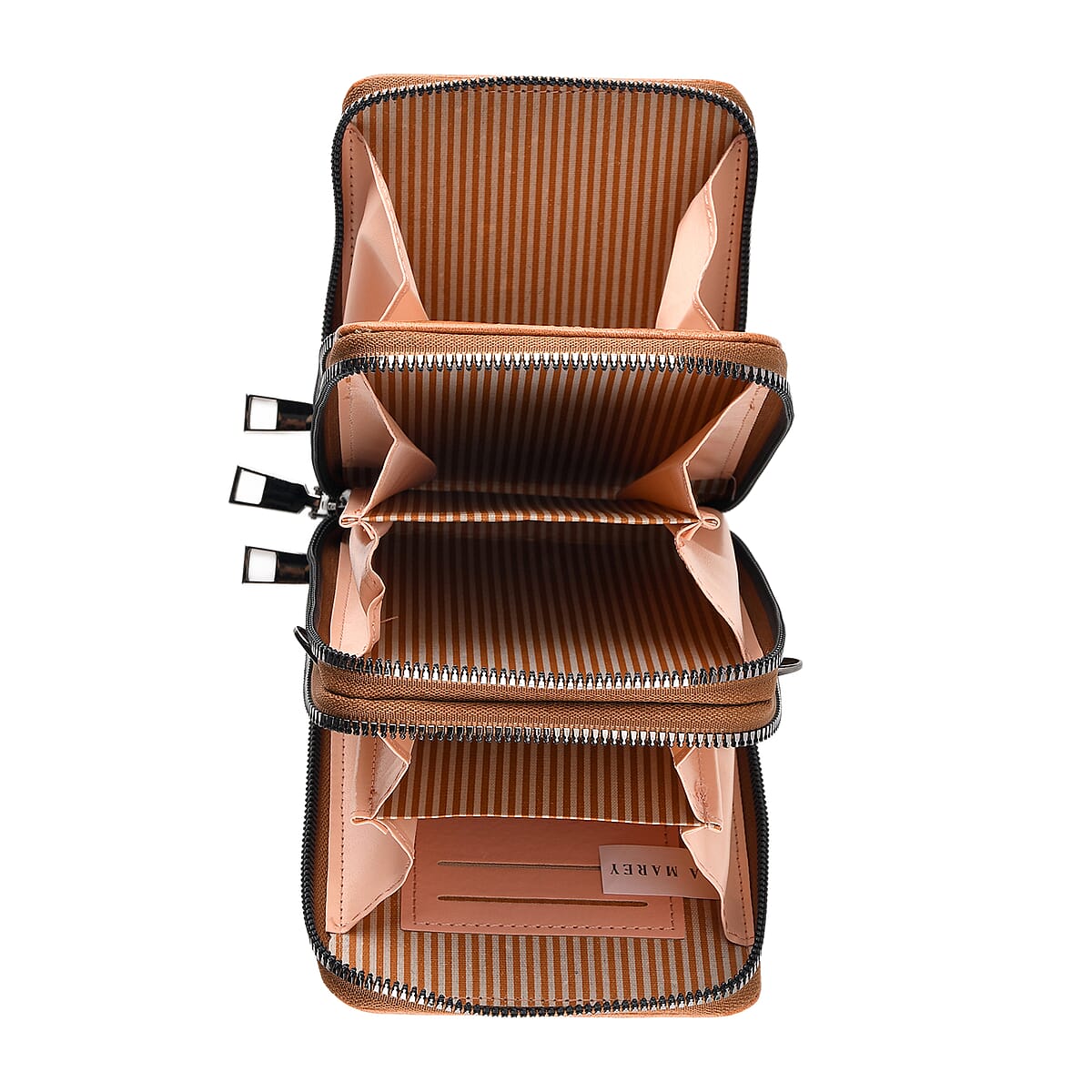 La Marey Coffee Faux Leather Crocodile Pattern Phone Bag with Woven Strap image number 2