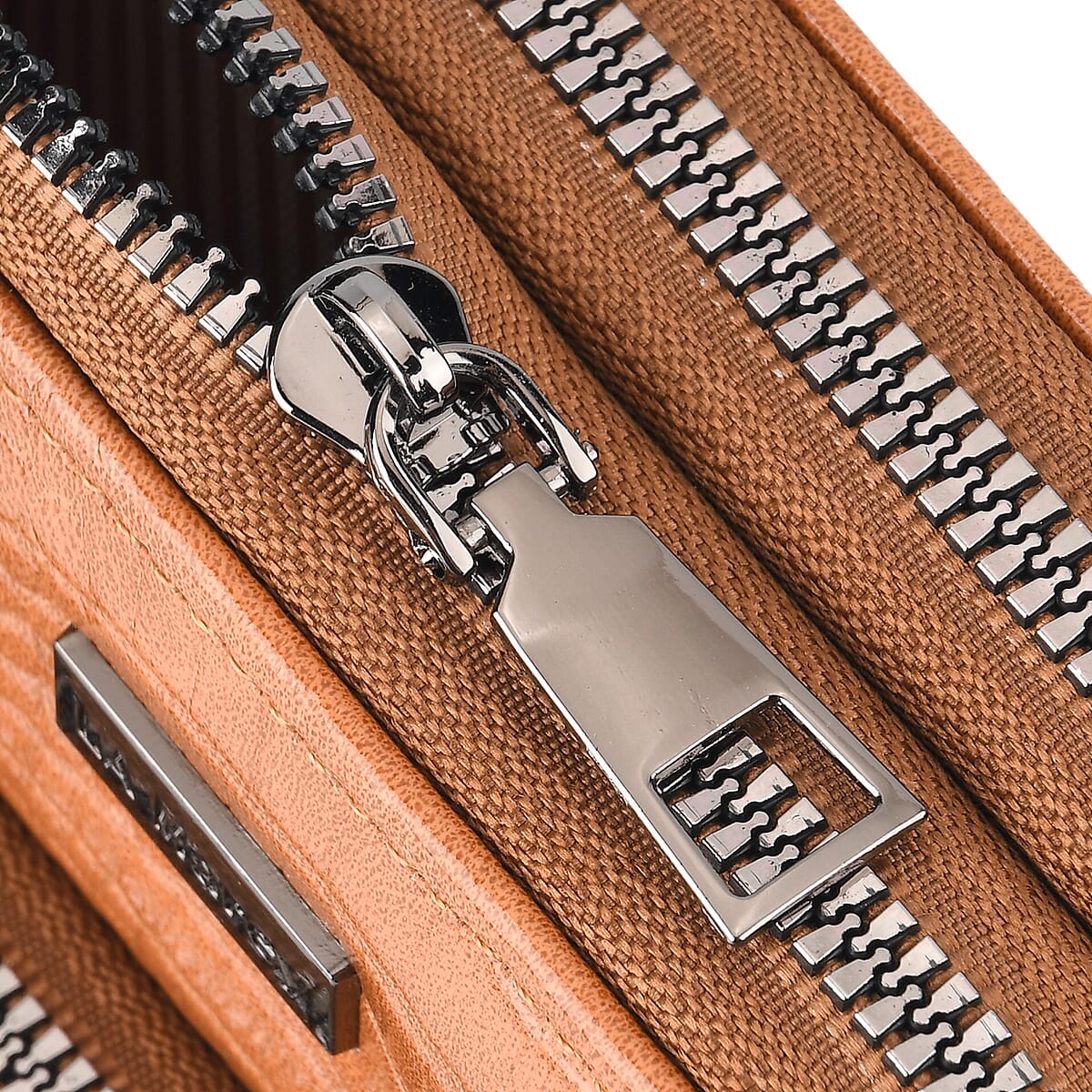 La Marey Coffee Faux Leather Crocodile Pattern Phone Bag with Woven Strap image number 6