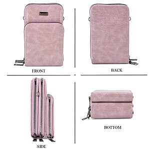 La Marey Purple Faux Leather Crocodile Pattern Phone Bag with Woven Strap