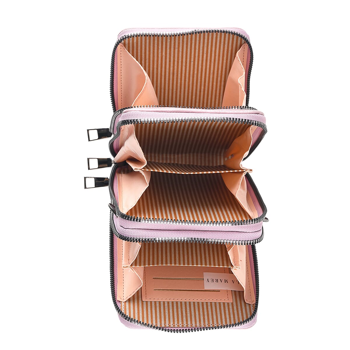 La Marey Purple Faux Leather Crocodile Pattern Phone Bag with Woven Strap image number 2