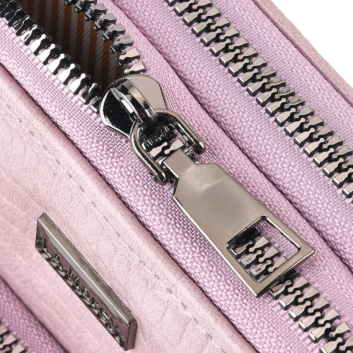 La Marey Purple Faux Leather Crocodile Pattern Phone Bag with Woven Strap image number 6