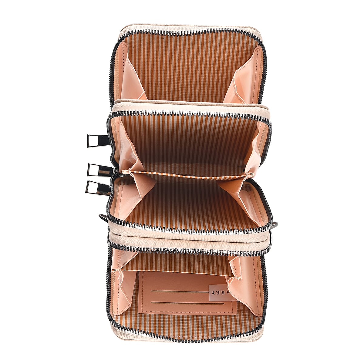 La Marey Gray Faux Leather Crocodile Pattern Phone Bag with Woven Strap image number 2