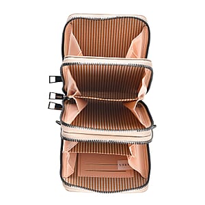 La Marey Gray Faux Leather Crocodile Pattern Phone Bag with Woven Strap