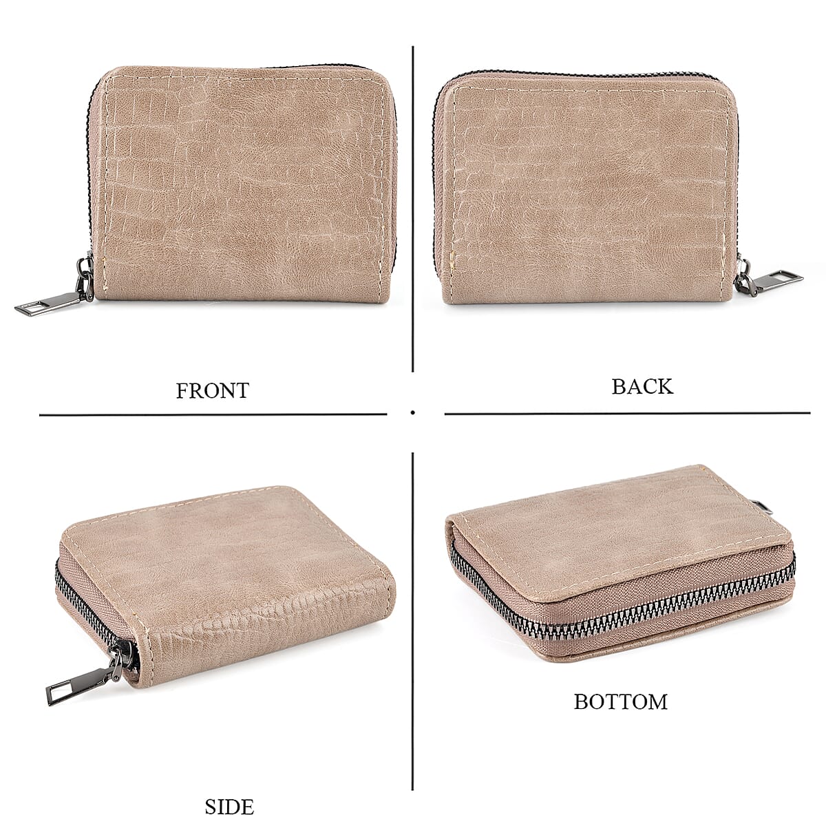 La Marey Gray Faux Leather Crocodile Pattern Phone Bag with Woven Strap image number 4