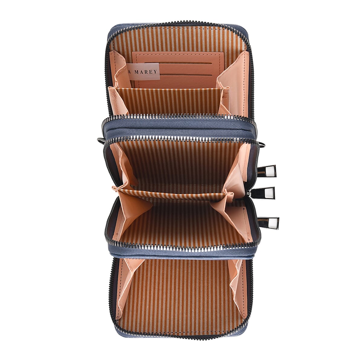 La Marey Blue Faux Leather Crocodile Pattern Phone Bag with Woven Strap image number 2