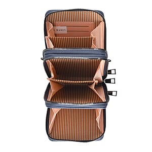 La Marey Blue Faux Leather Crocodile Pattern Phone Bag with Woven Strap