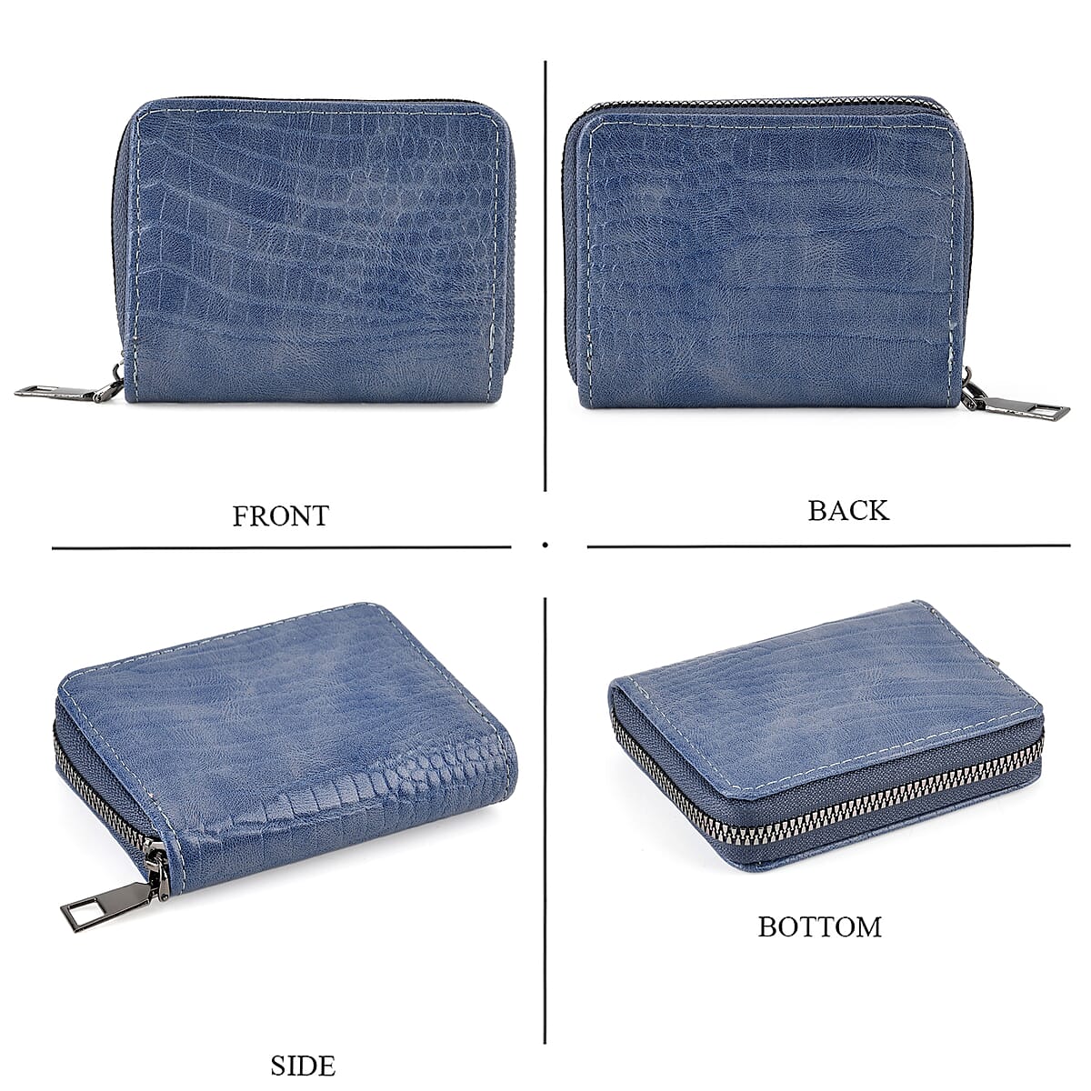 La Marey Blue Faux Leather Crocodile Pattern Phone Bag with Woven Strap image number 4