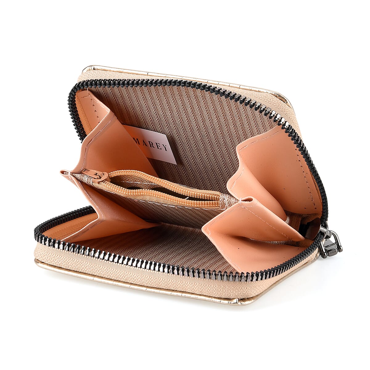 La Marey Gold Faux Leather Crocodile Pattern Phone Bag with Woven Strap image number 5