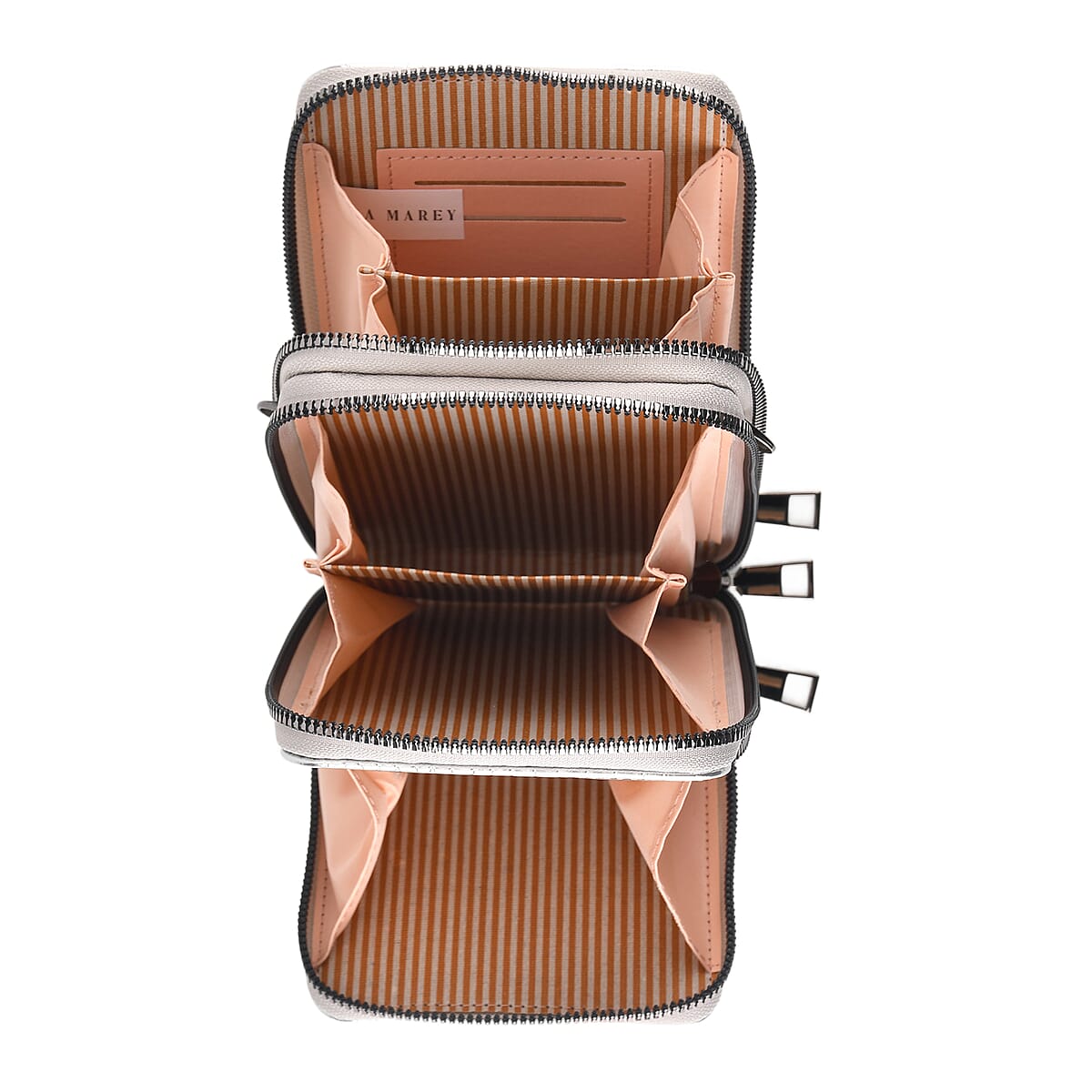 La Marey Silver Faux Leather Crocodile Pattern Phone Bag with Woven Strap image number 2