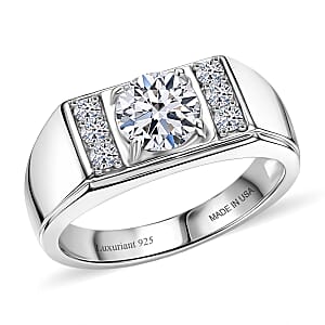 Luxuriant Lab Grown Diamond G-H SI 1.25 ctw Men's Ring in Rhodium Over Sterling Silver (Size 10.0)