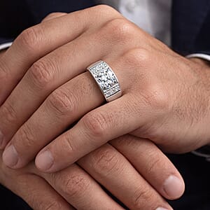 Luxuriant Lab Grown Diamond G-H SI 1.25 ctw Men's Ring in Rhodium Over Sterling Silver (Size 10.0)