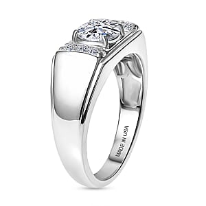 Luxuriant Lab Grown Diamond G-H SI 1.25 ctw Men's Ring in Rhodium Over Sterling Silver (Size 10.0)