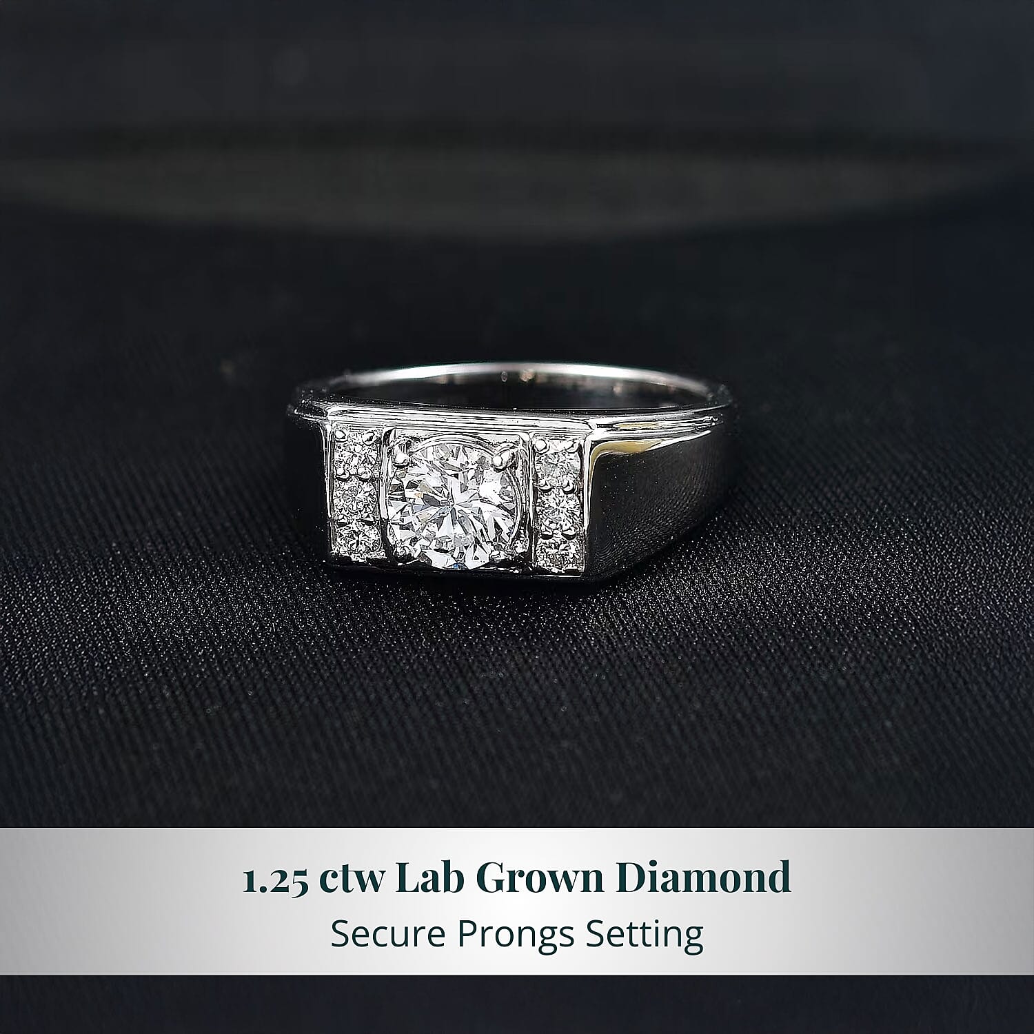 Luxuriant Lab Grown Diamond G-H SI 1.25 ctw Men's Ring in Rhodium Over Sterling Silver (Size 10.0)