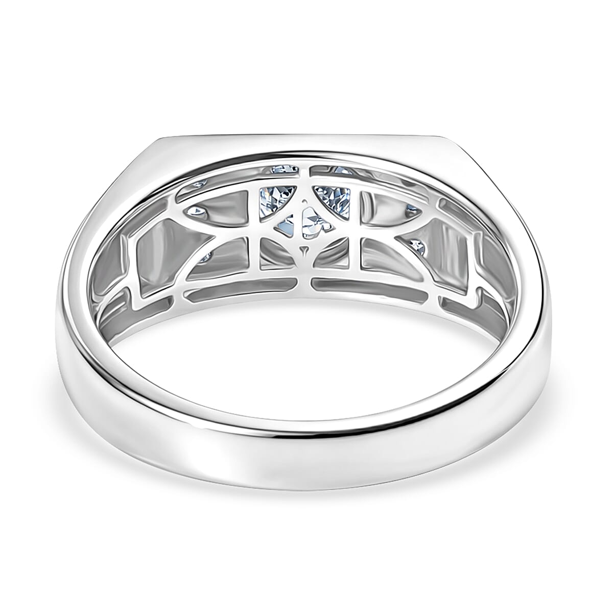 Luxuriant Lab Grown Diamond G-H SI 1.25 ctw Men's Ring in Rhodium Over Sterling Silver (Size 10.0) image number 4