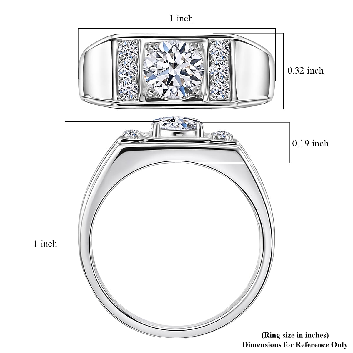 Luxuriant Lab Grown Diamond G-H SI 1.25 ctw Men's Ring in Rhodium Over Sterling Silver (Size 10.0) image number 5