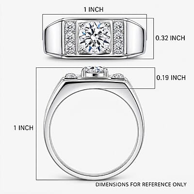 Luxuriant Lab Grown Diamond G-H SI 1.25 ctw Men's Ring in Rhodium Over Sterling Silver (Size 10.0)