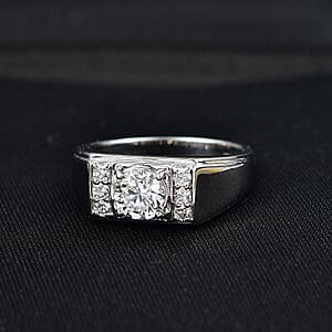Luxuriant Lab Grown Diamond G-H SI 1.25 ctw Men's Ring in Rhodium Over Sterling Silver (Size 11.0)