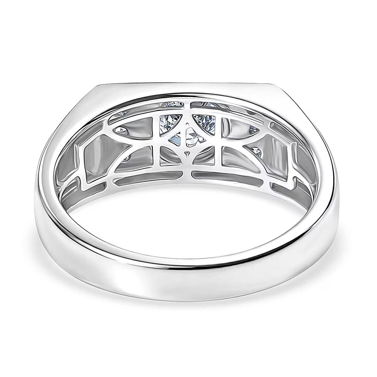 Luxuriant Lab Grown Diamond G-H SI 1.25 ctw Men's Ring in Rhodium Over Sterling Silver (Size 11.0) image number 7