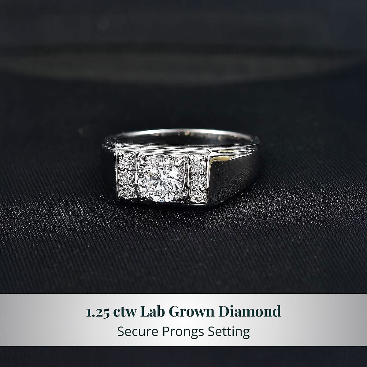 Luxuriant Lab Grown Diamond G-H SI 1.25 ctw Men's Ring in Rhodium Over Sterling Silver (Size 12.0) image number 4
