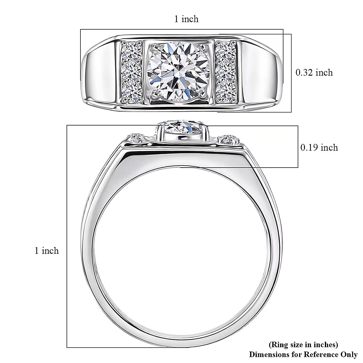 Luxuriant Lab Grown Diamond G-H SI 1.25 ctw Men's Ring in Rhodium Over Sterling Silver (Size 13.0) image number 6