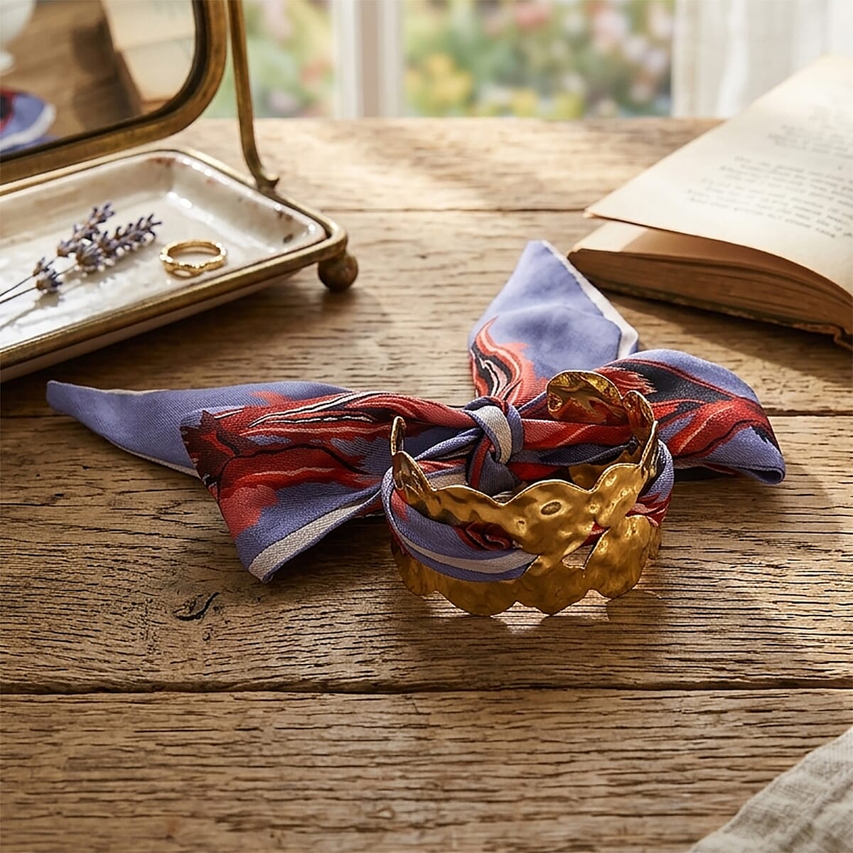 Silk Cord Molten Nugget Cuff Bracelet in ION Plated YG Stainless Steel (7.00 In) image number 1